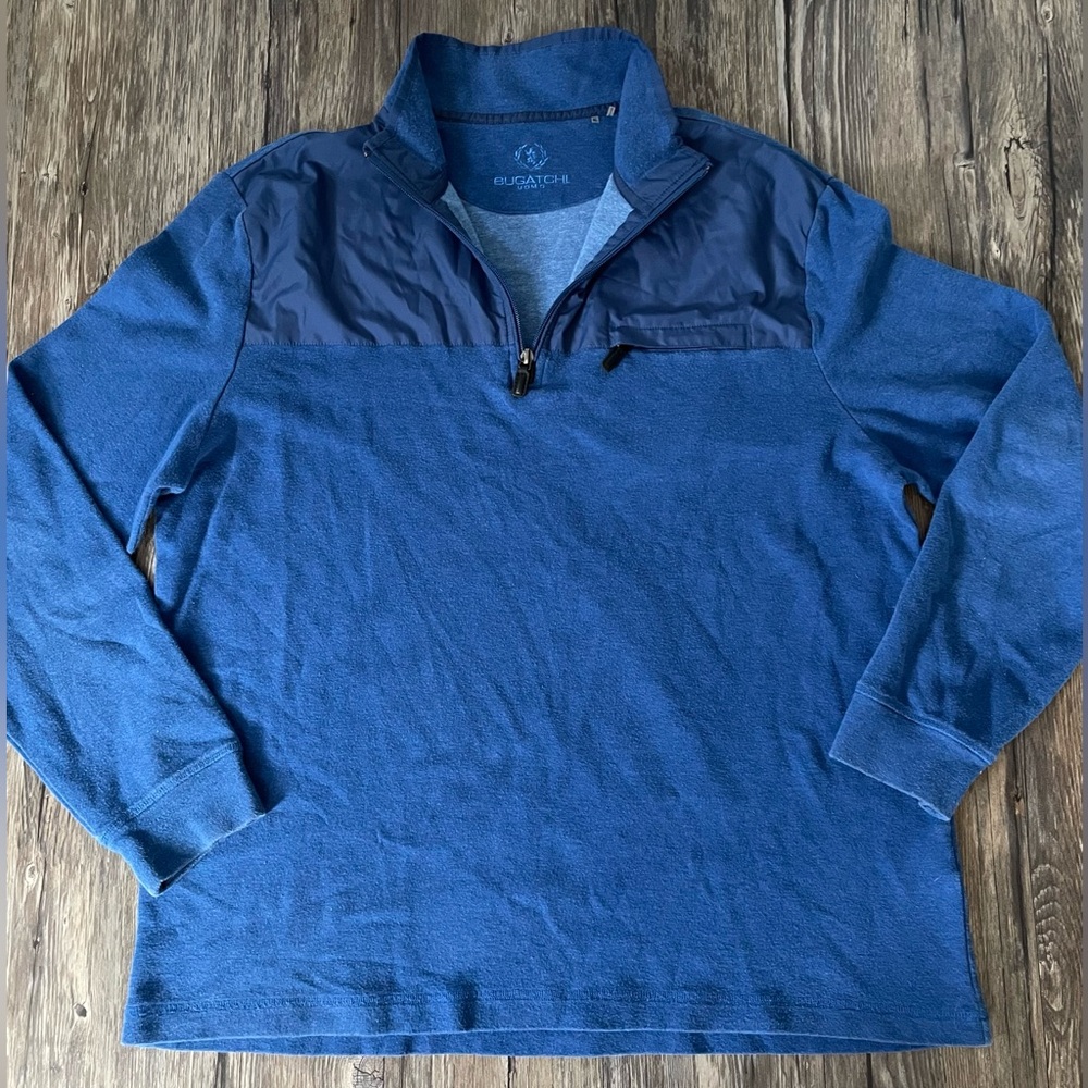 Bugatchi Uomo Blue Quarter Zip Pullover Men’s Xl - image 1